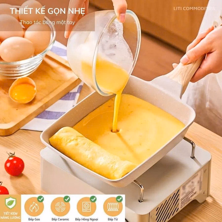 Chảo Vuông Chống Dính Đáy Từ Chiên Trứng Cuộn 18Cm - Gdn - Ảnh 5