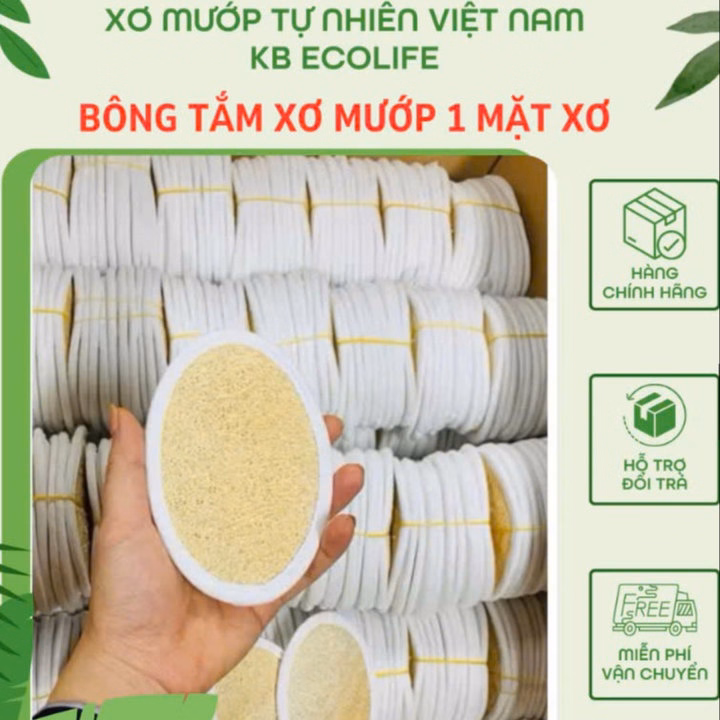 Bông Tắm Xơ Mướp 1 Mặt Xơ - Hình Oval - Sỉze 9*13 - Kb Ecolife - Ảnh 5
