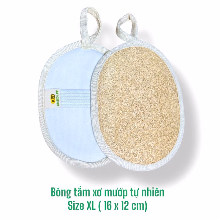 Bông Tắm Xơ Mướp 1 Mặt Xơ - Hình Oval - Size 12*16 -Tự Nhiên An Toàn - Kb Ecolife - Ảnh 2