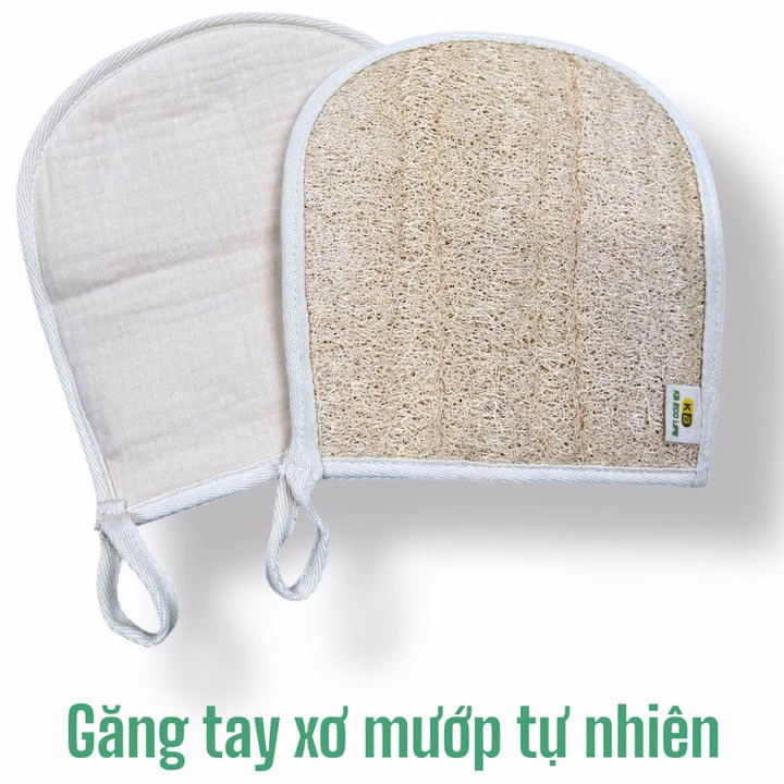 Găng Tay Tắm 1 Mặt Xơ Mướp Tự Nhiên - Tẩy Tế Bào Chết Làm Sạch Sâu - An Toàn Khi Sử Dụng - Kb - Ảnh 2
