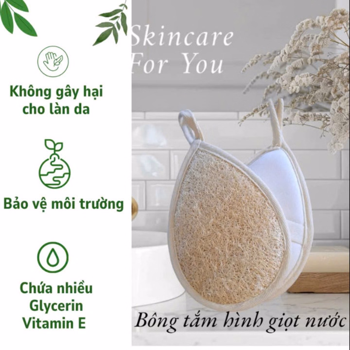 Bông Tắm Xơ Mướp Cao Cấp- Hình Giọt Nước 10*15Cm - Massage Dưỡng Ẩm Tẩy Tế Bào Chết -Kb - Ảnh 5