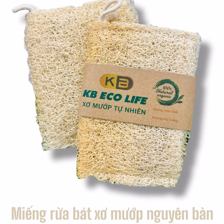 Set 2 Miếng Rửa Bát Xơ Mướp Hình Chữ Nhật - 8*11Cm - Không Hóa Chất Tẩy Trắng, Rửa Sạch Chén Bát - Kb - Ảnh 3