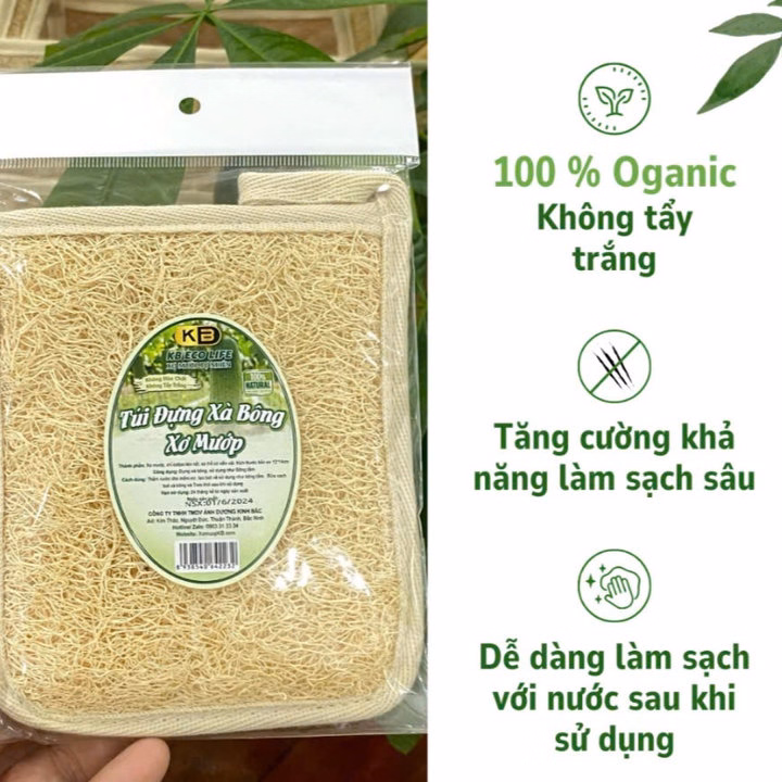 Túi Đựng Xà Phòng Xơ Mướp -Có Viền Vải – Làm Sạch Tự Nhiên, Dưỡng Da Hiệu Quả - Kb - Ảnh 6