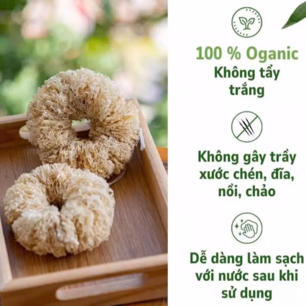 Combo 2 Bùi Nhùi Cọ Xoong Nồi Xơ Mướp Tự Nhiên - 2 Miếng / Túi - Kb
