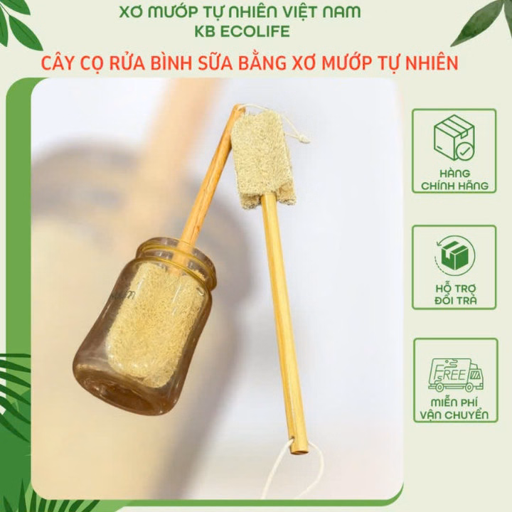 Cây Cọ Rửa Bình Sữa,Ly Cốc Xơ Mướp Tự Nhiên 4 Cánh Không Hoá Chất Tẩy Trắng, Rửa Sạch An Toàn - Kb - Ảnh 5