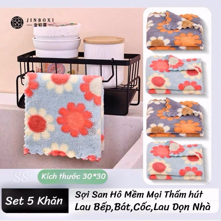 Set 5 Khăn Lau Bếp Đa Năng Tiện Dụng Hình Hoa - Ảnh 10