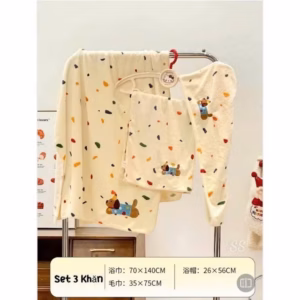 Khăn Tắm Cún Chấm Bi Siêu Thấm Hút Nước