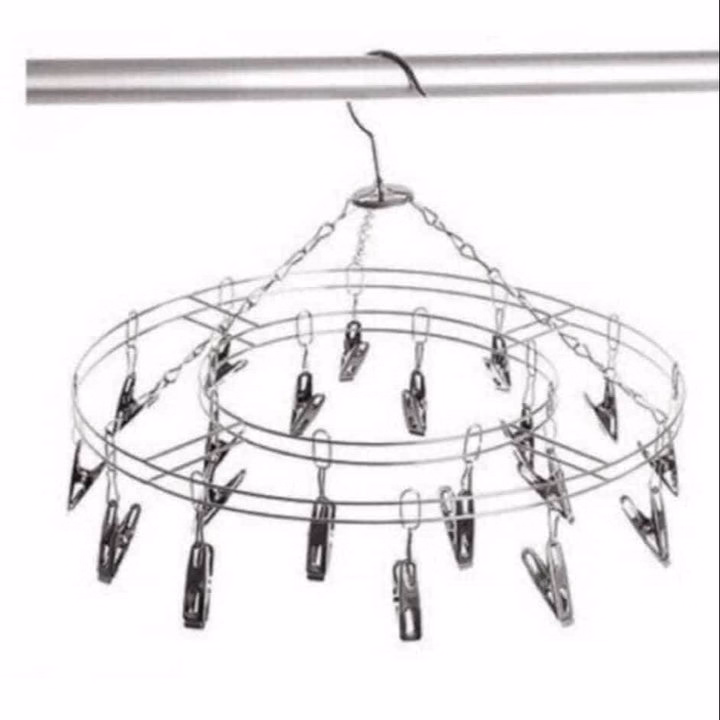 Móc Chùm Tròn Inox 20 Kẹp Tiện Dụng