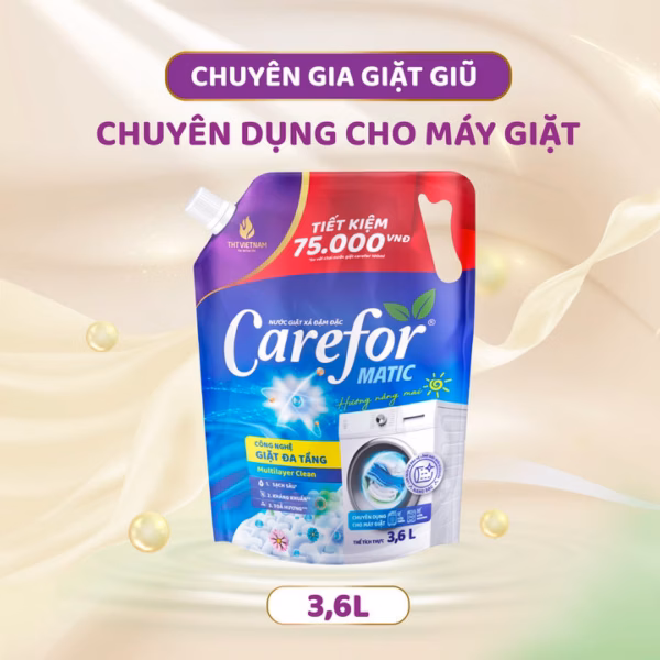 Nước Giặt Xả Đậm Đặc Carefor Matic 3600Ml (Hương Nắng Mai) - Ảnh 4