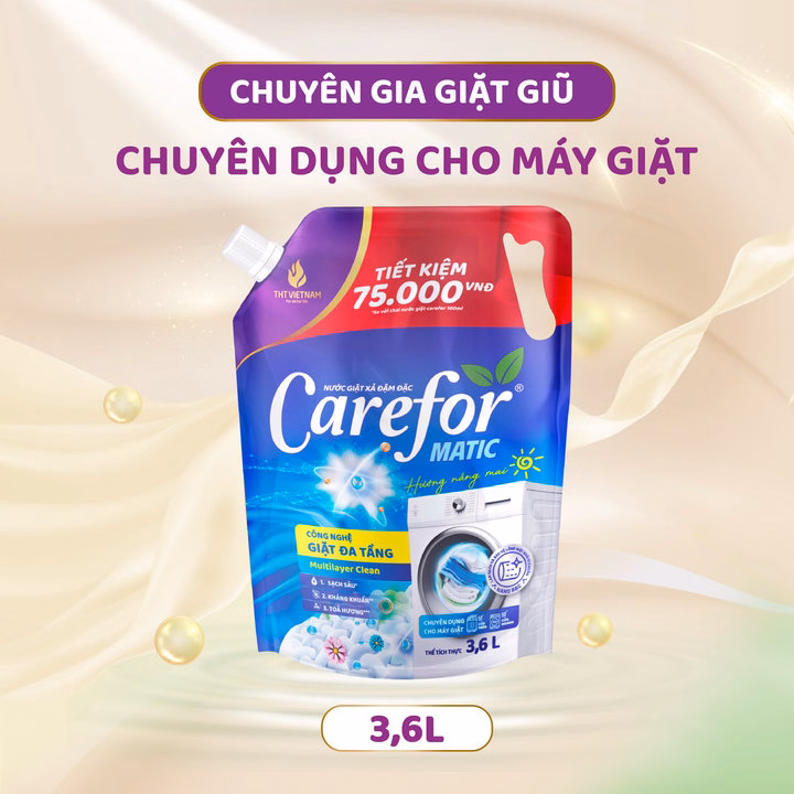 Nước Giặt Xả Đậm Đặc Carefor Matic 3600Ml (Hương Nắng Mai) - Ảnh 4