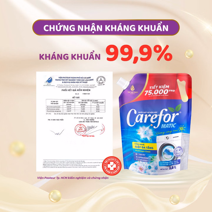 Nước Giặt Xả Đậm Đặc Carefor Matic 3600Ml (Hương Nắng Mai) - Ảnh 7