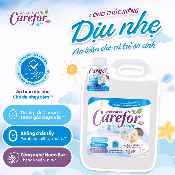 Nước Giặt Xả Carefor Light Dịu Nhẹ Cho Trẻ Sơ Sinh 5000Ml - Ảnh 3