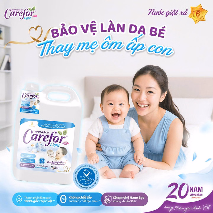 Nước Giặt Xả Carefor Light Dịu Nhẹ Cho Trẻ Sơ Sinh 5000Ml - Ảnh 7