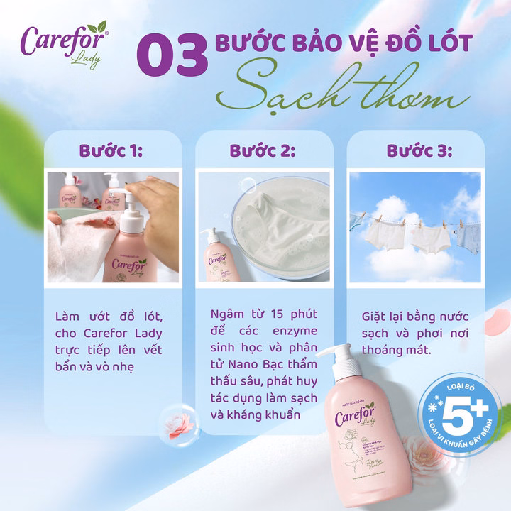 Nước Giặt Đồ Lót Chuyên Dụng Carefor Lady Chai 300Ml - Ảnh 3