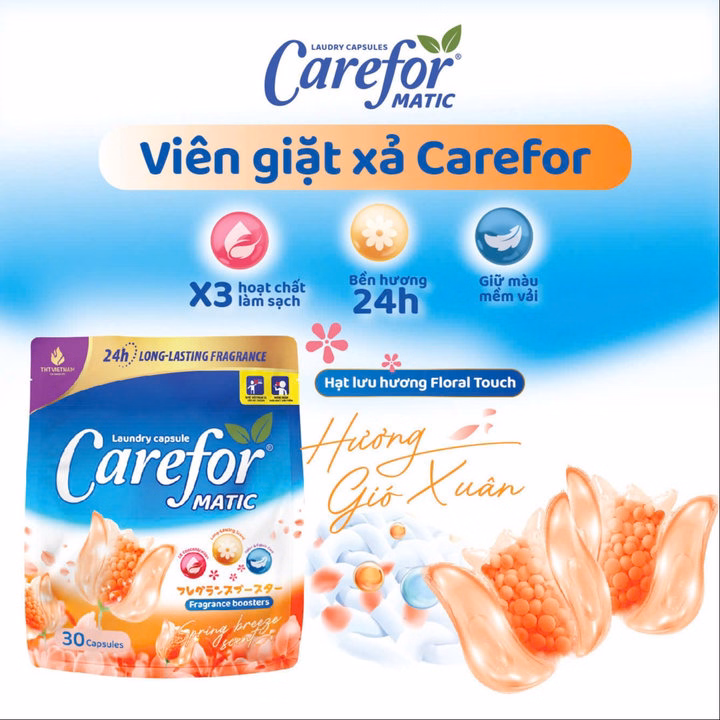 Viên Giặt Xả Carefor Matic Hương Gió Xuân 315Gram - Túi 30 Viên - Ảnh 2