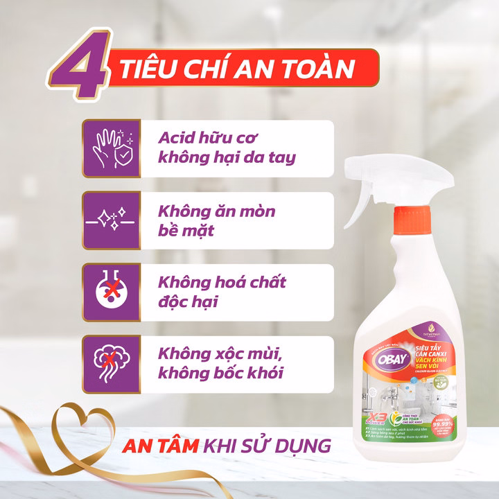 Siêu Tẩy Cặn Canxi Vách Kính, Sen Vòi Obay 450Ml - Ảnh 7
