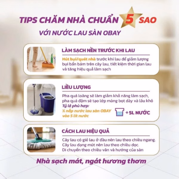 Nước Lau Sàn Đậm Đặc Obay 1900Ml - Ảnh 5