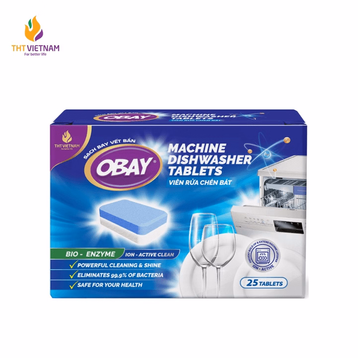 Viên Rửa Chén Không Mùi Obay - Hộp 25 Viên (Dùng Cho Máy) - Ảnh 2