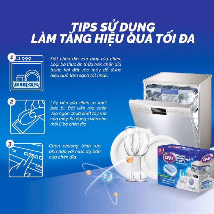 Viên Rửa Chén Không Mùi Obay - Hộp 25 Viên (Dùng Cho Máy) - Ảnh 8