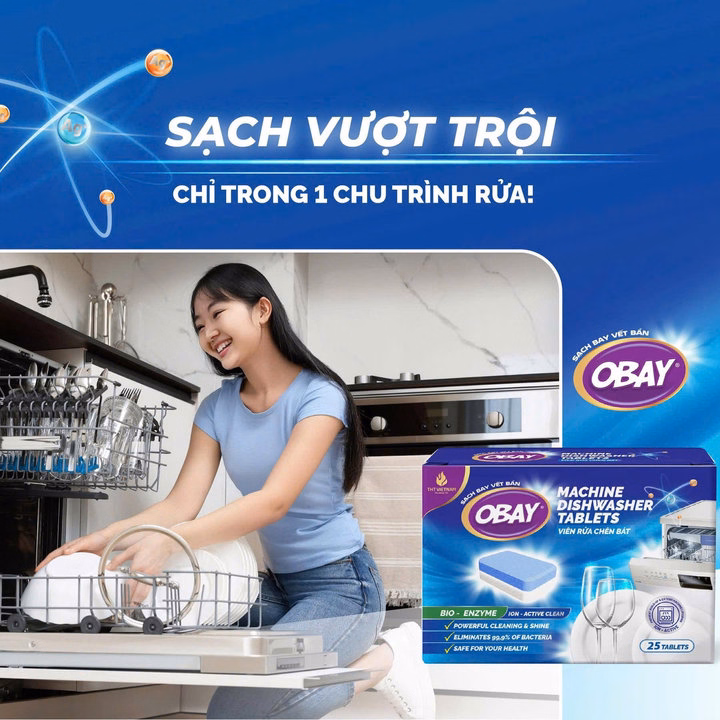 Viên Rửa Chén Không Mùi Obay - Hộp 25 Viên (Dùng Cho Máy) - Ảnh 5