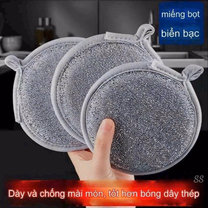 Sét 3 Miếng Bọt Biển Bạc Rửa Bát Rửa Nồi Tiện Lợi - Ảnh 6