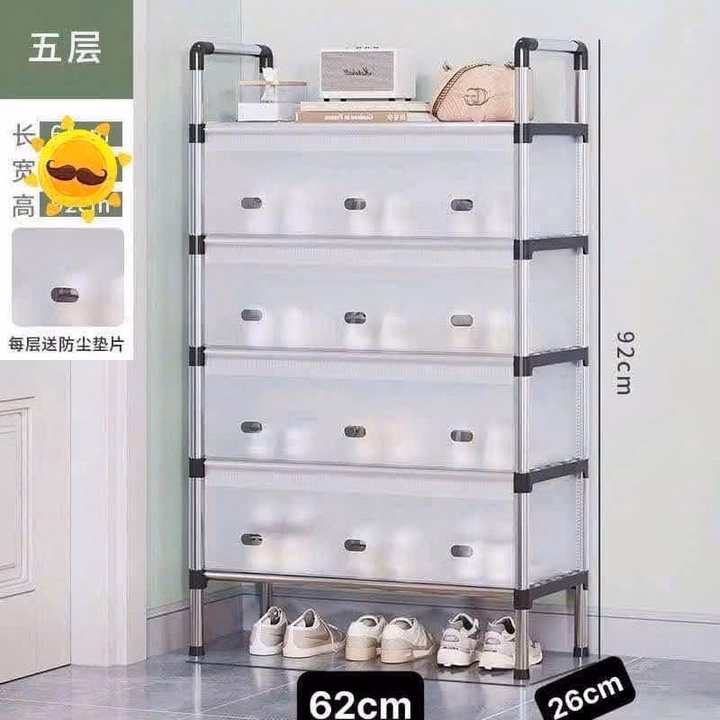 Kệ Inox 5 Tầng Có Tấm Chắn Bụi Giày, Siêu Bền, Tiện Dụng - Ảnh 2