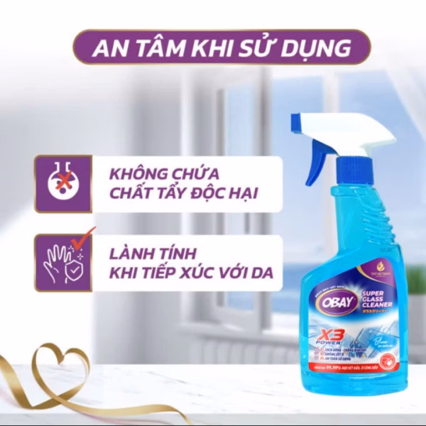 Nước Lau Kính Đa Năng Không Mùi Obay - Chai 500Ml - Ảnh 2