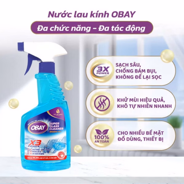 Nước Lau Kính Đa Năng Không Mùi Obay - Chai 500Ml - Ảnh 3
