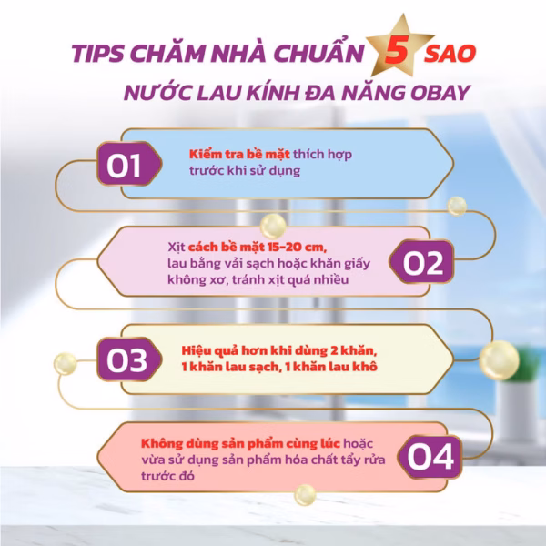 Nước Lau Kính Đa Năng Không Mùi Obay - Chai 500Ml - Ảnh 5