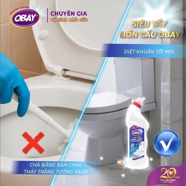 Nước Tẩy Bồn Cầu Và Vệ Sinh Nhà Tắm Không Mùi, Không Khói Obay - Chai 900Ml - Ảnh 4