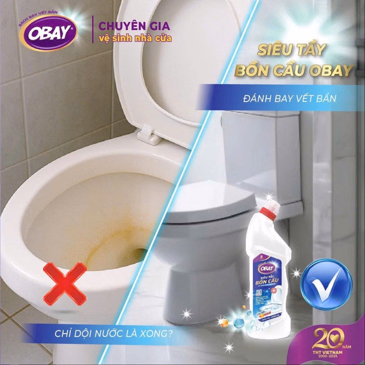Nước Tẩy Bồn Cầu Và Vệ Sinh Nhà Tắm Không Mùi, Không Khói Obay - Chai 900Ml - Ảnh 5