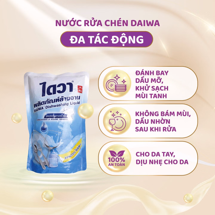 Nước Rửa Chén Bát Đậm Đặc Không Mùi Daiwa - Túi 500Ml - Ảnh 3