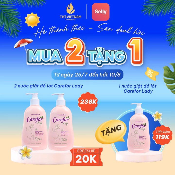 Nước Giặt Đồ Lót Chuyên Dụng Carefor Lady Chai 300Ml