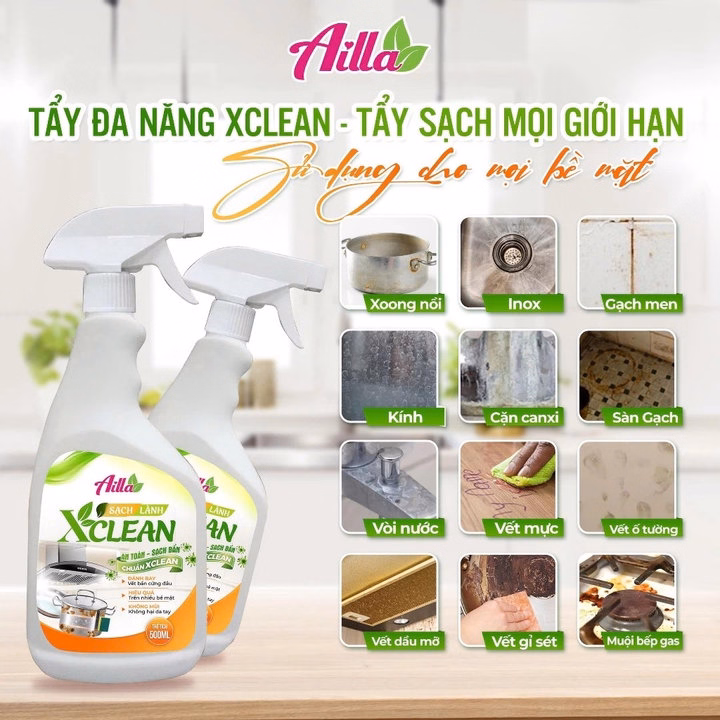 Tẩy Đa Năng Xclean 500Ml Vệ Sinh Sạch Dầu Mỡ, Xử Lý Cặn Canxi An Toàn Sạch Bụi Bẩn Trên Thiết Bị Nhà Bếp - Ảnh 2