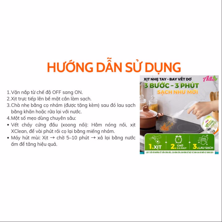 Tẩy Đa Năng Xclean 500Ml Vệ Sinh Sạch Dầu Mỡ, Xử Lý Cặn Canxi An Toàn Sạch Bụi Bẩn Trên Thiết Bị Nhà Bếp - Ảnh 10