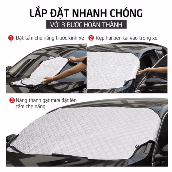 Bạt Che Nắng Ô Tô, Bạt Che Kính Lái Ô Dày Dặn - Cách Nhiệt Chống Nóng,Chống Tia Uv Hiệu Quả - Ảnh 4