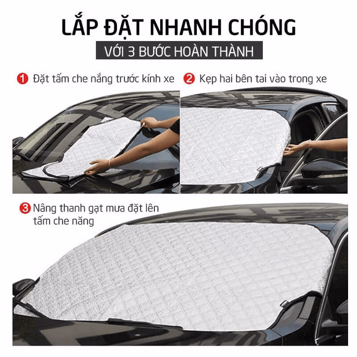 Bạt Che Nắng Ô Tô, Bạt Che Kính Lái Ô Dày Dặn - Cách Nhiệt Chống Nóng,Chống Tia Uv Hiệu Quả - Ảnh 4