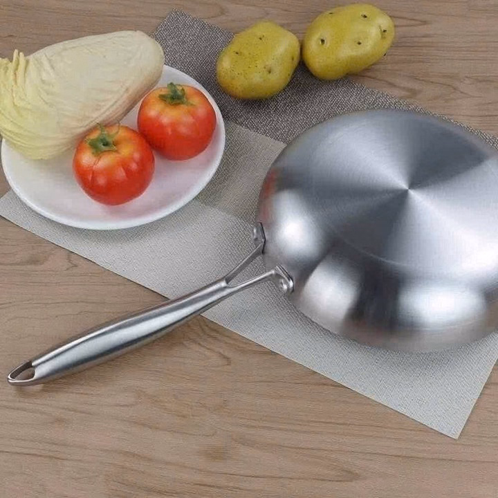 Chảo Inox Chống Dính, Đáy Liền Nguyên Khối Dầy Dặn, Dễ Dàng Vệ Sinh, Không Kén Bếp - Ảnh 5