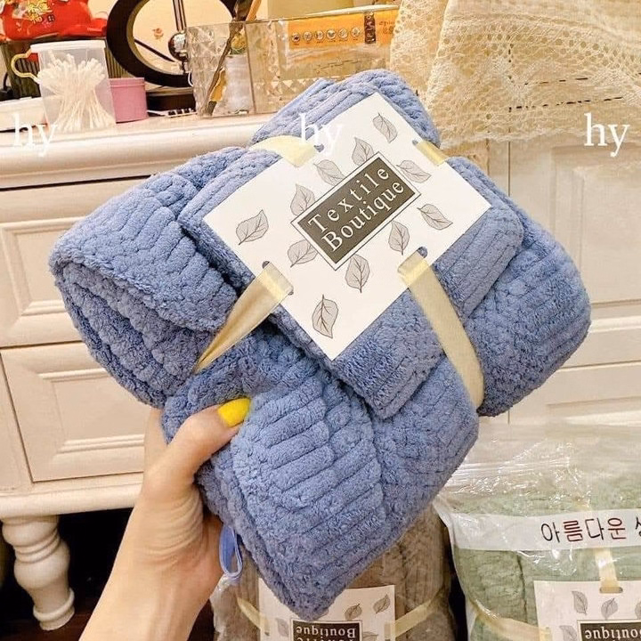 Set 2 Khăn Tắm Lông Cừu Xuất Hàn Cỡ Lớn - Ảnh 2