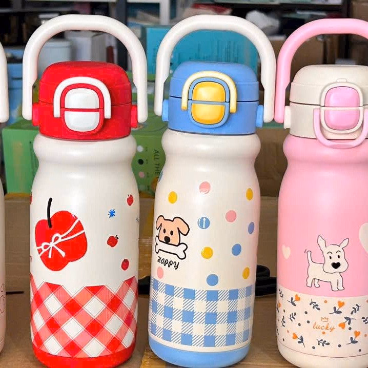 Bình Đựng Nước Giữ Nhiệt, Có Quai Xách, Có Ống Mút, Tiện Lợi 500Ml - Ảnh 4