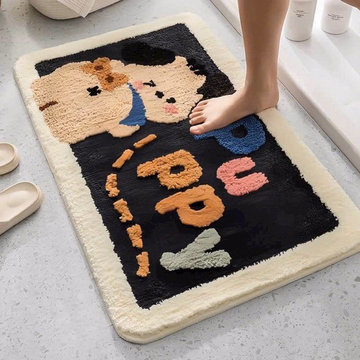 Thảm Chân Lông Cừu Siêu Thấm Hút, Mặt Caosu Sau Chống Trơn Trượt