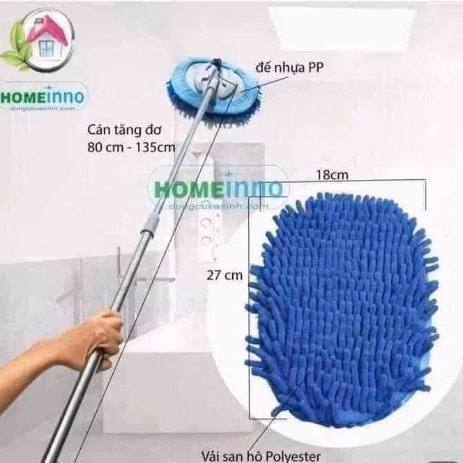 Cây Lau Bụi Trần Nhà, Lau Xe Ô Tô, Lau Kính,...Cán Inox Gập Rút