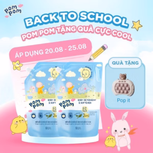 [Combo 2 Túi 2.7L] - Dành Cho Bé Sơ Sinh - Gel Giặt Xả 2In1- Sạch Sâu - Kháng Khuẩn - Khử Mùi Nôn Trớ, Ọc Sữa, Tè Khai-Lưu Hương Phấn Thơm Dịu Nhẹ