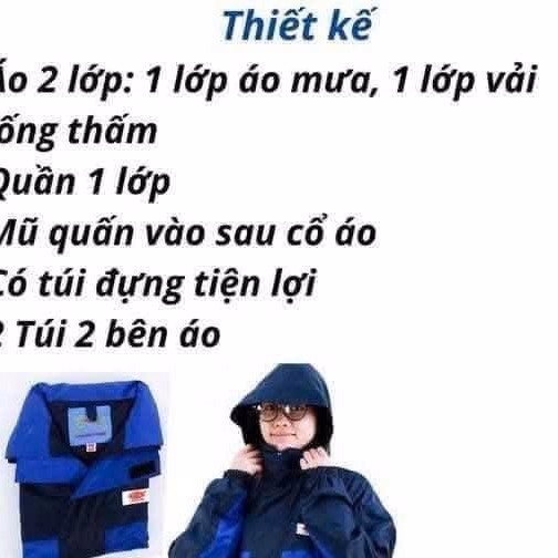 Áo Mưa Bộ Cao Cấp Thành Long 2 Lớp Vải Dù Che Khi Mưa, Giữ Ấm Khi Lạnh - Ảnh 4