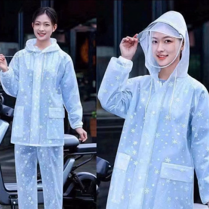 Áo Mưa Nhựa Dẻo Trong Suốt Chống Thấm Tuyệt Đối,Họa Tiết Bông Tuyết Siêu Đẹp - Ảnh 8