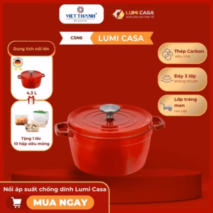 Nồi Chống Dính Gang Đúc Nguyên Khối Csn6-24 Công Nghệ Đức - Cao Cấp, An Toàn Cho Sức Khỏe