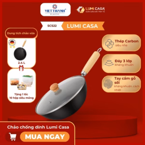 Chảo Chống Dính Thép Carbon Không Gỉ Lumicasa Csc22-24 Công Nghệ Đức - Siêu Bền Và Tiết Kiệm Năng Lượng