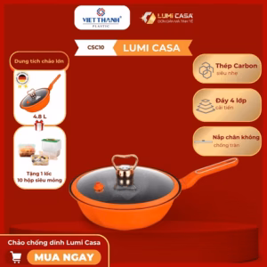 Chảo Chống Dính Thép Carbon Không Gỉ Lumicasa Csc10-32 Công Nghệ Đức - Siêu Bền Và Tiết Kiệm Năng Lượng