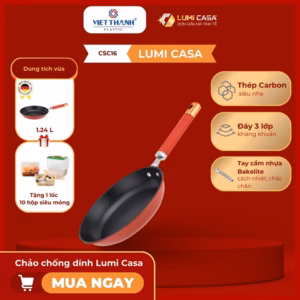 Chảo Chống Dính Thép Carbon Không Gỉ Lumicasa Csc16-24 Công Nghệ Đức - Siêu Bền Và Tiết Kiệm Năng Lượng
