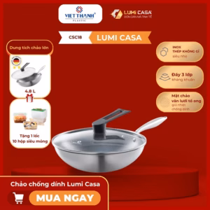 Chảo Chống Dính Thép Carbon Không Gỉ Lumicasa Csc18-32 Công Nghệ Đức - Siêu Bền Và Tiết Kiệm Năng Lượng